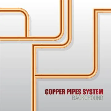 Copper pipes system background vector illustration Stock Illustration