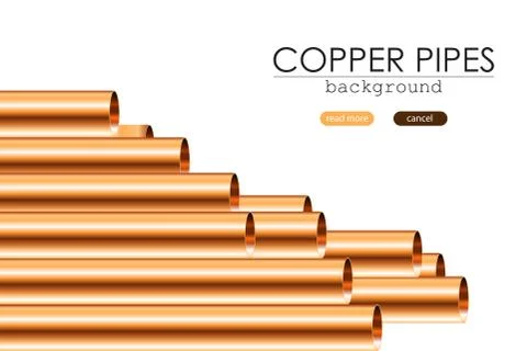 Copper pipes vector illustration isolated. Different sizes of copper pipes Stock Illustration
