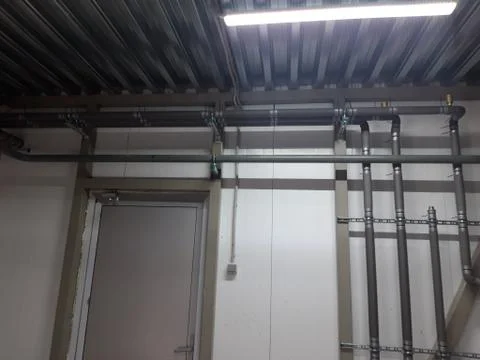 Copper piping in the technical room 写真素材