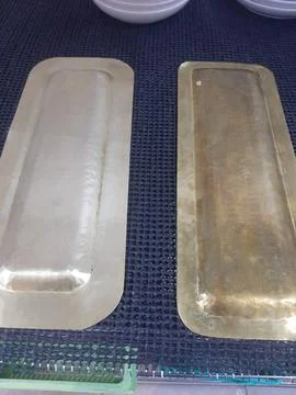 The copper plate view on the rack Stock Photos