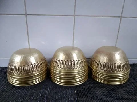 The copper plates on the rack Stock Photos