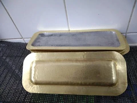 The copper plates view in the rack Stock Photos