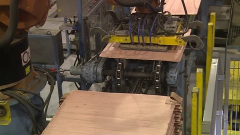 Copper production at a metallurgical plant. Automatic machines. Copper Plant Video stock 75993246