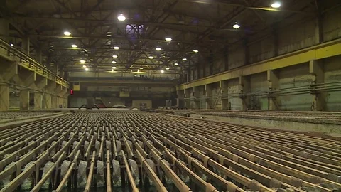 Copper production at a metallurgical plant. Automatic machines. Copper Plant Stock Footage 75993483