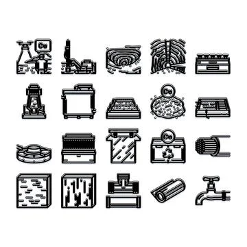 Copper production process and mining icons collection Stockillustratie