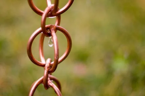 Copper rain chain Stock Photos