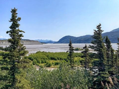 Copper river at the beginning of McCarthy road, near to Chitina, Alaska Stock Photos