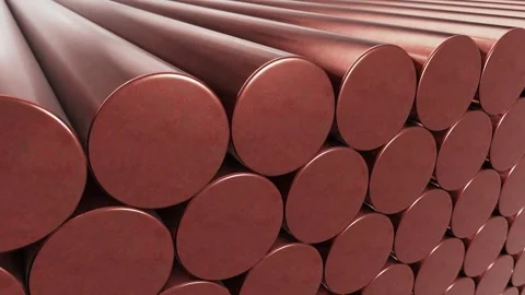 Copper rods stacked at warehouse or factory rendered in UHD Video stock 270107982