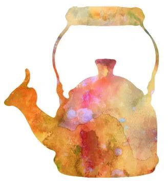 Copper Rustic Tea Kettle Abstract Impressionist Artwork Stock Illustration