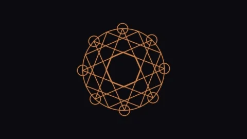 Copper Sacred Geometry Spinning in Seamless Loop Vidéo 347690144