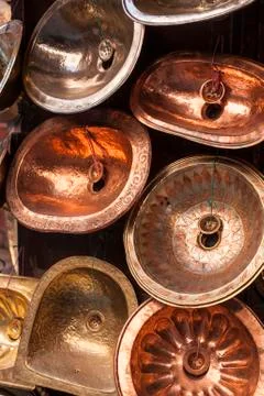 Copper shop in Marrakech Stock Photos