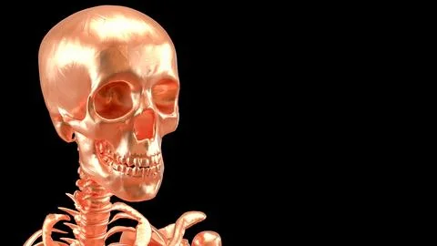 The Copper  skeleton on black background for education or sci concept 3d re.. Stock Illustration