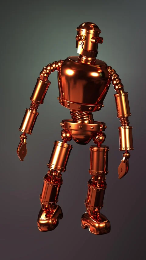 Copper Steampunk Robot Loitering and Waiting - Seamless Loop with Alpha Channel. Stock Footage 334713446