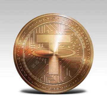 Copper tether coin isolated on white background 3d rendering Illustrazione stock