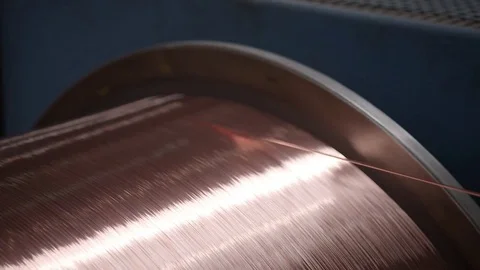 Copper Thread Spool Spinning Slow, Close-Up Video stock 75953216