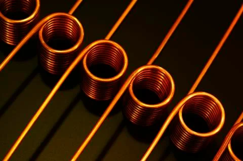 Copper tube coils Stock Photos