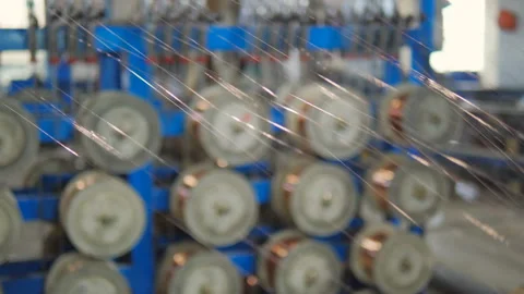 Copper winding Wire Manufacturing Process. Electric cable production plant Video stock 124528615