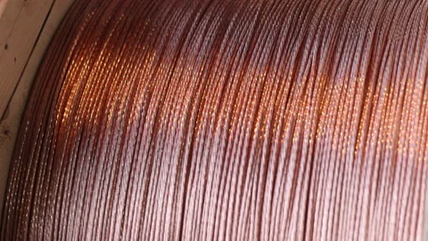 Copper wire, cable reels, industry factory 库存影片 234143485