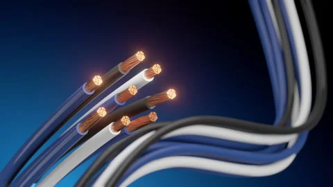 Copper Wire Electric Cable Cross Section 3D Render Technology Electrical Power 스톡 동영상 335835890