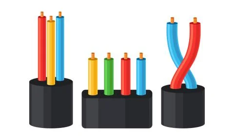 Copper Wire as Electrical Cable for Power Generation or Power Transmission Stock Illustration