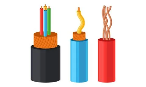 Copper Wire as Electrical Cable for Power Generation or Power Transmission Stock Illustration