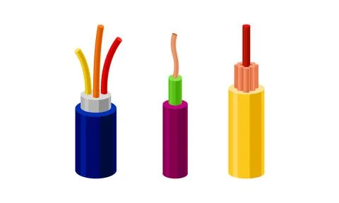 Copper Wire as Electrical Cable for Power Generation or Power Transmission Stock Illustration