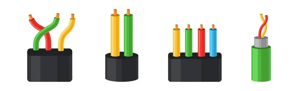 Copper Wire as Electrical Cable for Power Generation or Power Transmission Stock Illustration