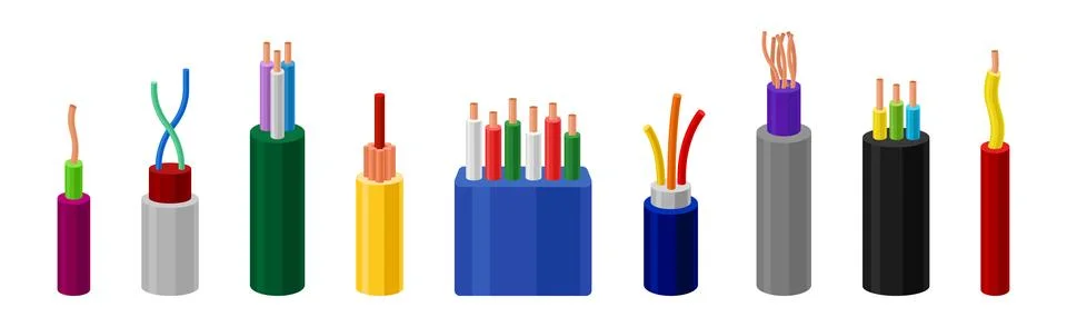 Copper Wire as Electrical Cable for Power Generation or Power Transmission Stock Illustration