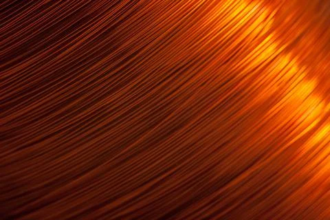 Copper wire for electronics close-up with a focus on the center and blurred Stock Photos