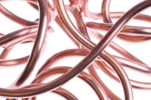 Copper wire isolated on white background Stock Photos