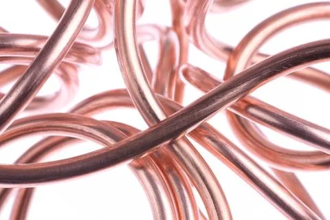 Copper wire isolated on white background Stock Photos