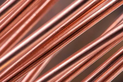 Copper wire, raw material and energy industry Stock Photos