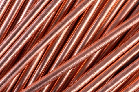 Copper wire, raw material and energy Stock Photos