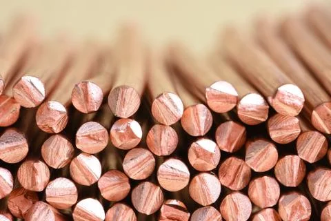 Copper wire raw materials and metals industry Stock Photos