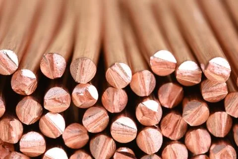 Copper wire raw materials and metals industry Stock Photos