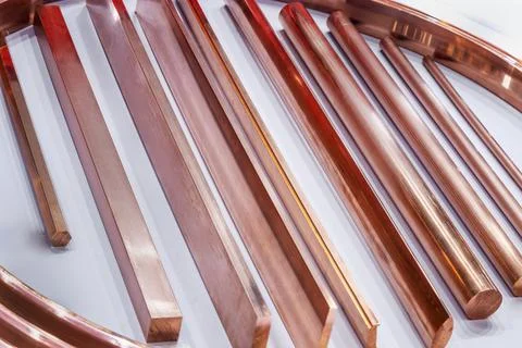 Copper wire raw materials and metals industry and stock market concept Stock Photos