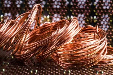 Copper wire raw materials Foto stock