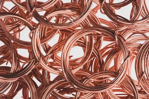 Copper wire scrap isolated on white Stock Photos