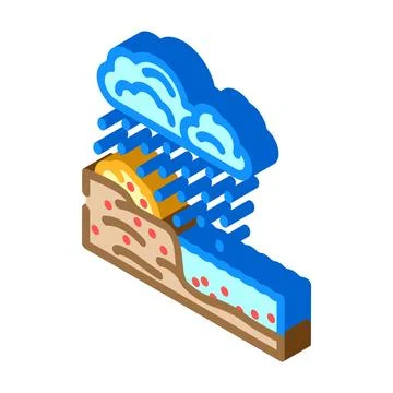 Copper zinc runoff river system after heavy rainfall isometric icon vector. c Stock Illustration