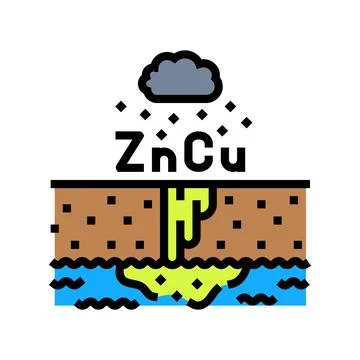 Copper zinc runoff river system after heavy rainfall color icon vector. coppe Ilustração Stock