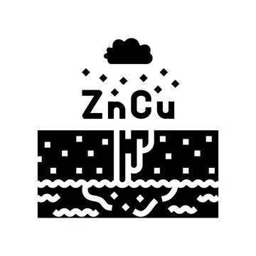 Copper zinc runoff river system after heavy rainfall glyph icon vector. coppe Stock Illustration