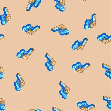 Copper zinc runoff river system after heavy rainfall isometric seamless patte Stock Illustration
