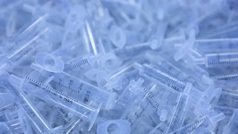 Copruse syringes close up Stock Footage 163088166