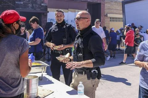Cops at cookout Stock Photos