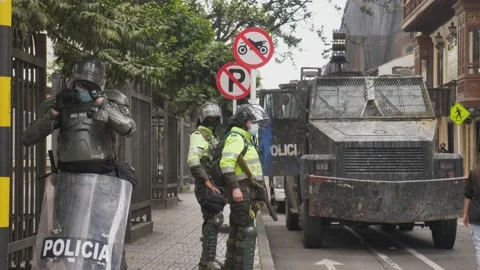 Cops Getting Prepared To Confront A Protest Stock Footage 153632205