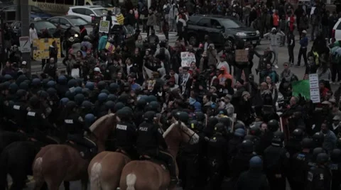 Cops Moving Protestors Stock Footage 56066450