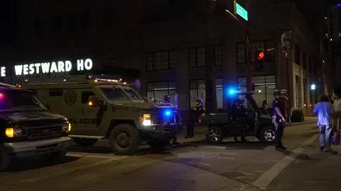 Cops National Guards Blocking Street at Black Live Matter Anti Racism Protest Video stock 134880039