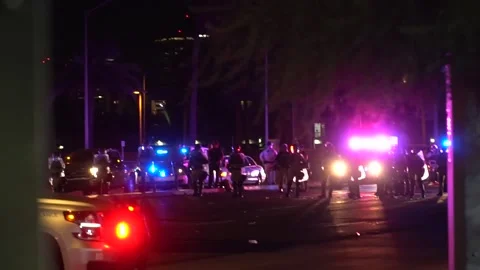 Cops National Guards Blocking Street at Black Live Matter Anti Racism Protest Video stock 134880159
