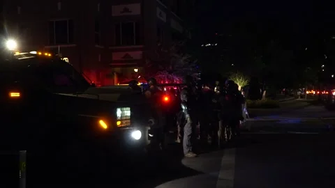 Cops National Guards Blocking Street Amid Black Lives Matter Anti Racism Protest Stock Footage 134892663
