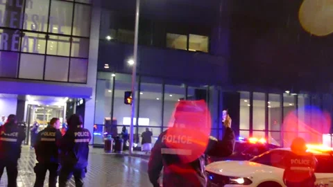Cops paying tribute to hospital staff during covid-19 crisis Stock Footage 138564338